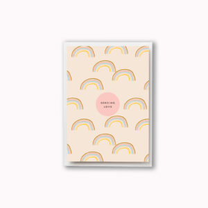 Sending love card soft pastel rainbow pattern