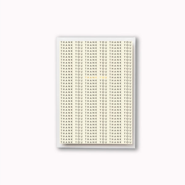 Thank you card Thank you on repeat typographic card gold foil text