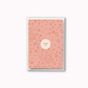 Thank you card pink animal print