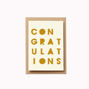 Congratulations cards bold mustard letters typographic card