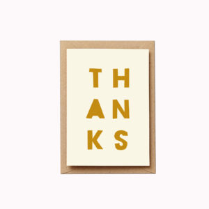 Thanks card Thank you card bold mustard letters typographic card