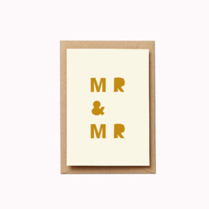 Mr and mr card gay wedding card bold mustard letters typographic card