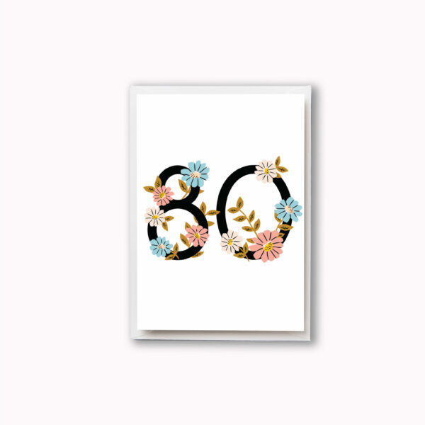 80th birthday card pretty flower design