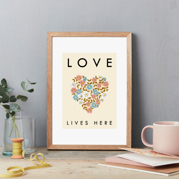 Floral Love Heart Shaped Print