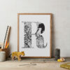 Initial Letter Jungle Black And White Bold Print R