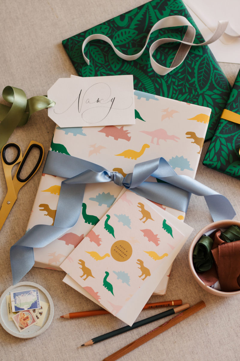 Wrapping Paper: Hunter Green Cafe Stripe gift Wrap, Birthday