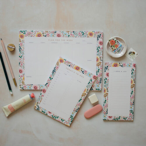 Stationery bundle 1 - bright flowers A4 weekly planner, A5 day planner and jotter