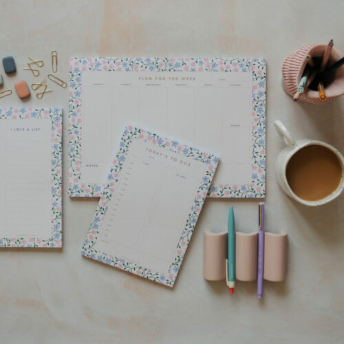 Stationery bundle 1 - periwinkle A4 weekly planner, A5 day planner and jotter