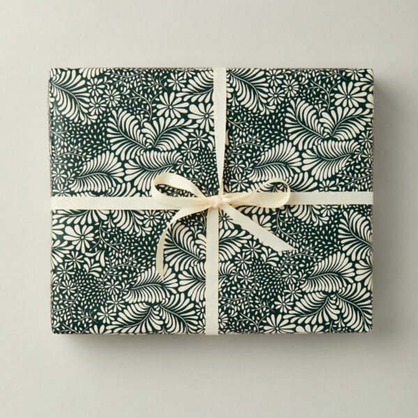 beautiful birthday gift wrap dark green botanical wrapping paper