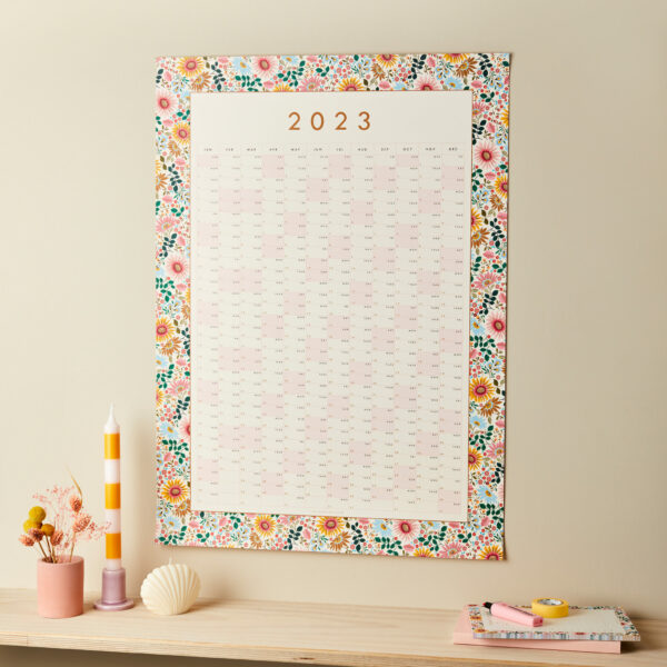 2023 year wall planner 50x70cm bright flowers styled sq