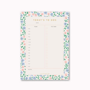 A5 day planner desk notepad periwinkle on pink