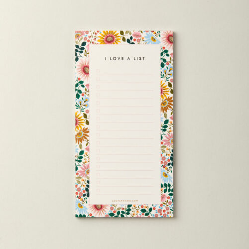 Jotter tick list notepad I love a list bright flowers print
