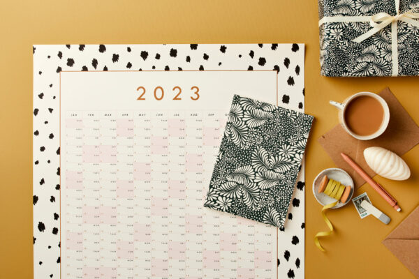 Stationery Bundle 3 - 2023 Wall Year Planner dalmatian and green botanical A5 Lay Flat Notebook