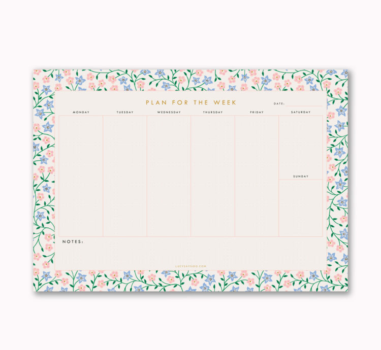 A4 Weekly Planner Desk Pad Periwinkle design - Lucy Says I Do