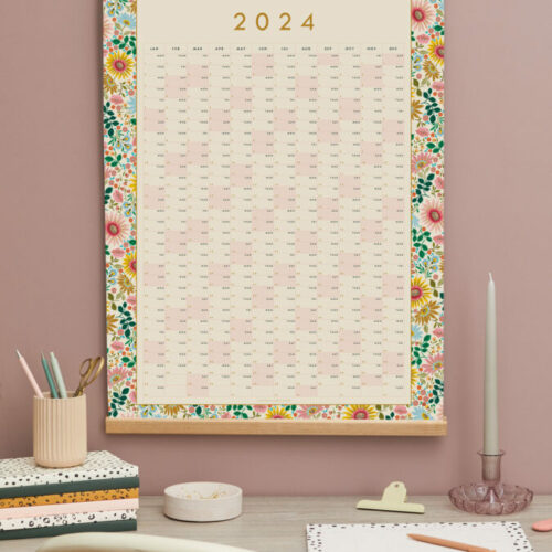 2024 year planner for the wall bright floral design