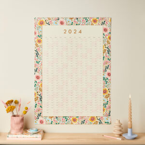 2024 wall year planner 50x70 bright flowers design portrait styled sq