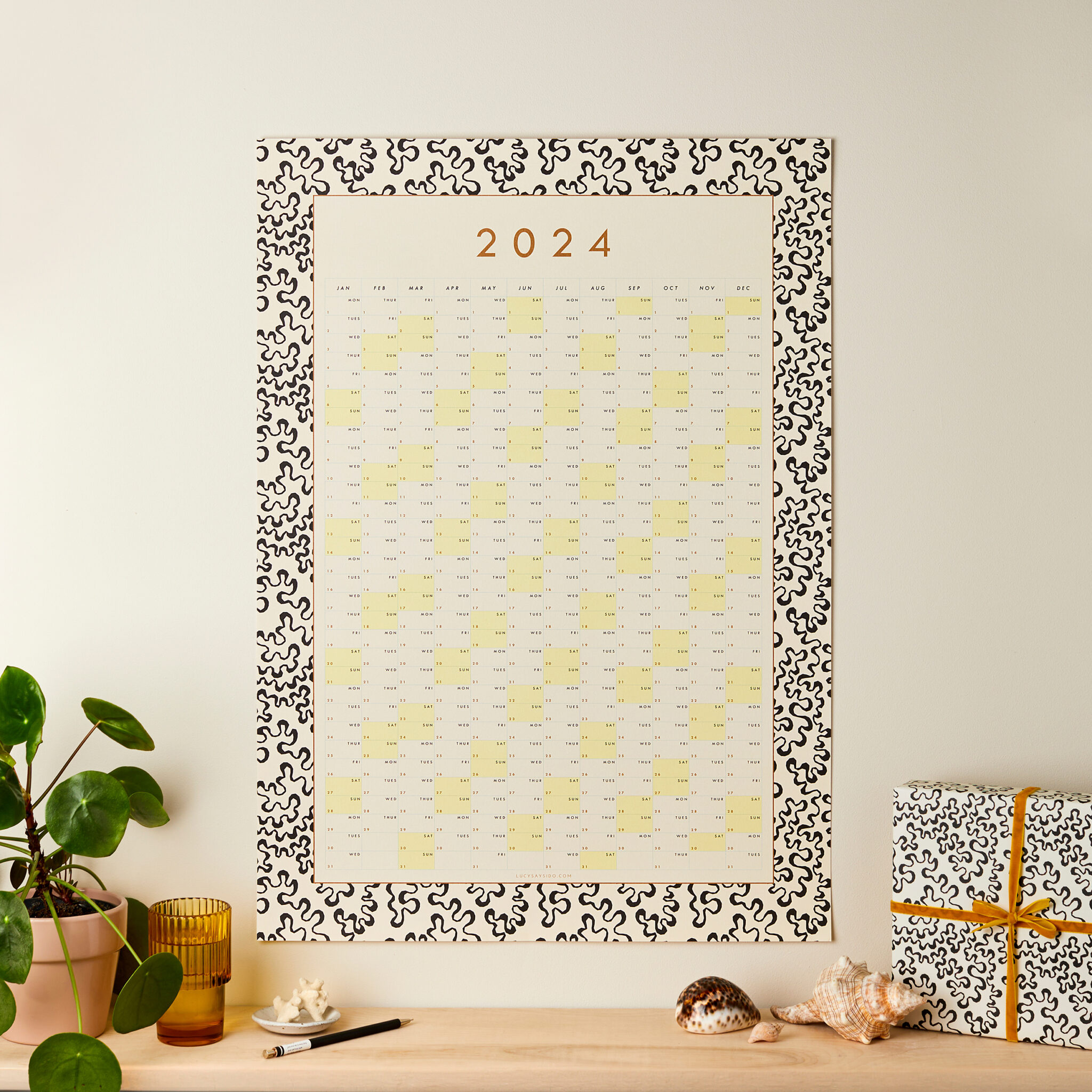 2024 wall year planner 50x70 coral design portrait styled sq