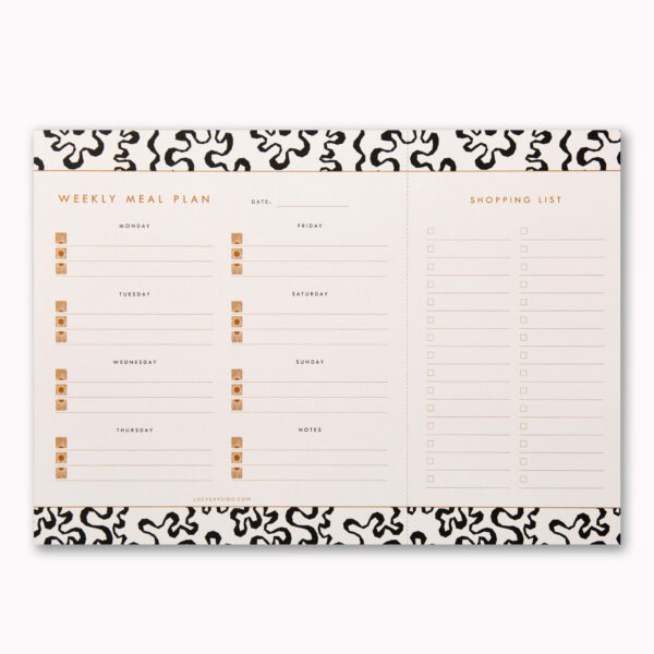 A4 coral design Print weekly MEAL planner_on pink