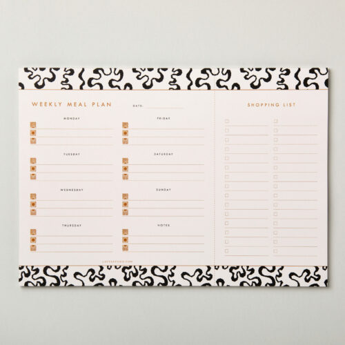 A4 weekly meal planner desk notepad breakfast lunch dinner coral design perforated shopping list