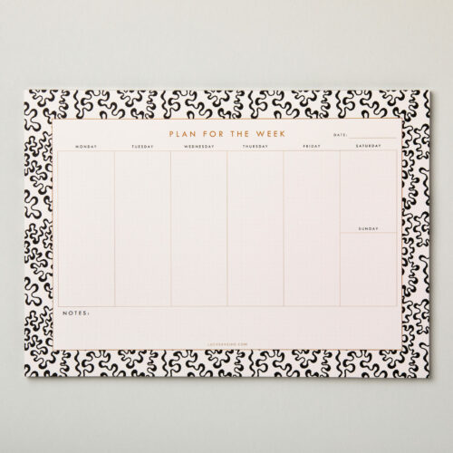 A4 weekly planner desk notepad time blocking coral design