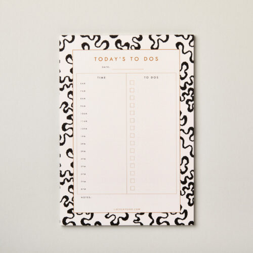 A5 day planner desk notepad time blocking coral design