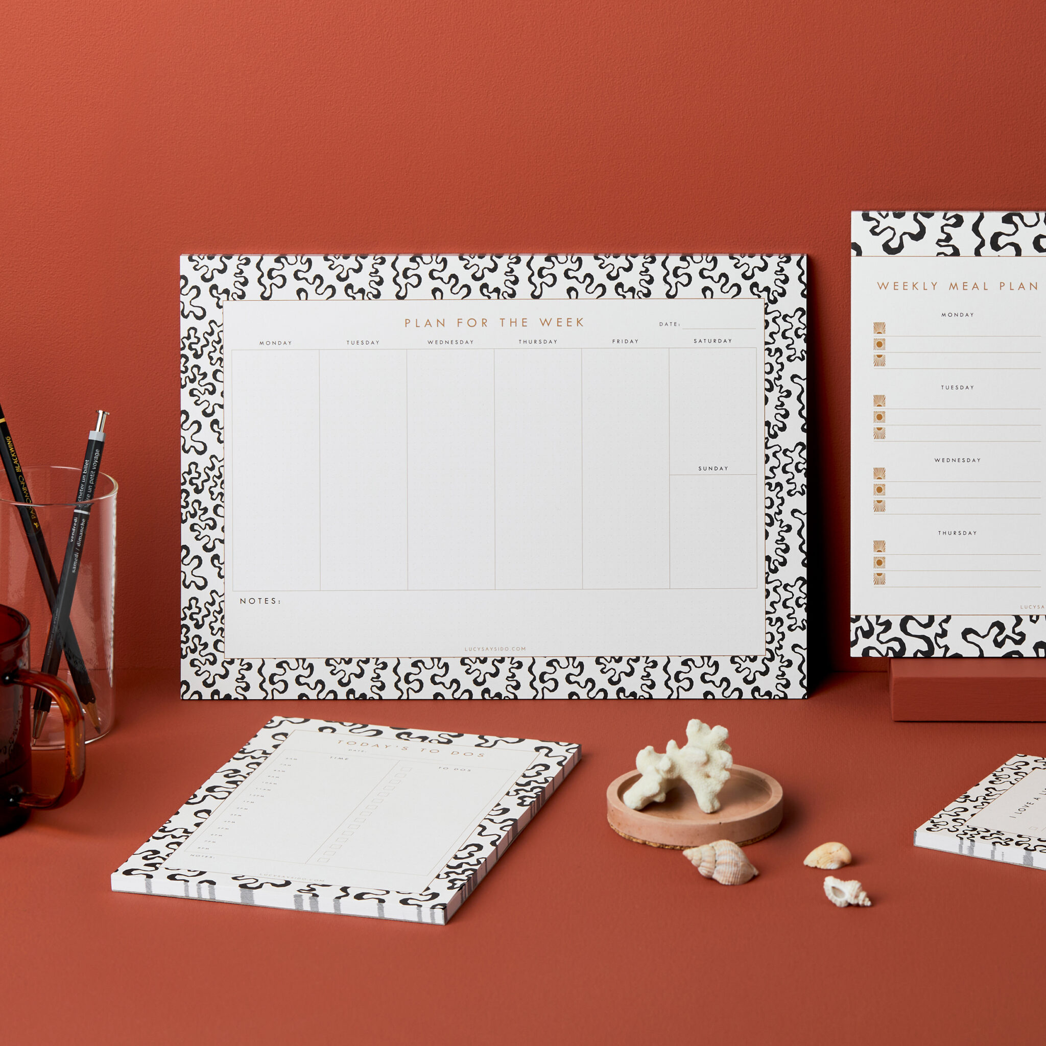 Desk stationery notepads weekly planner, daily planner jotters banner bamboozle farrow and ball sq