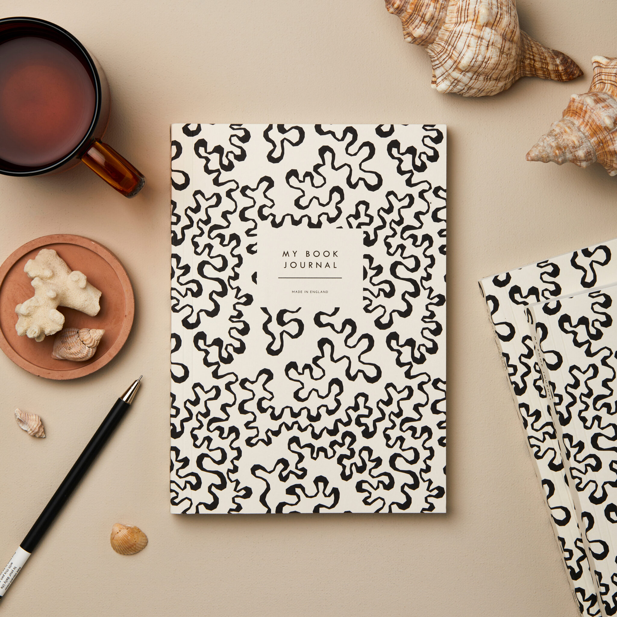 beautiful book journal stylised coral design black and white atyled stories_sq