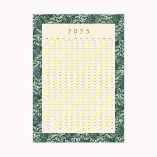 a cut out image of the dark green botanicals 2025 year planner