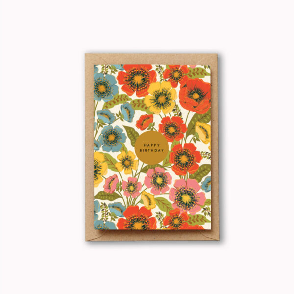 Beautiful bright floral birthday card