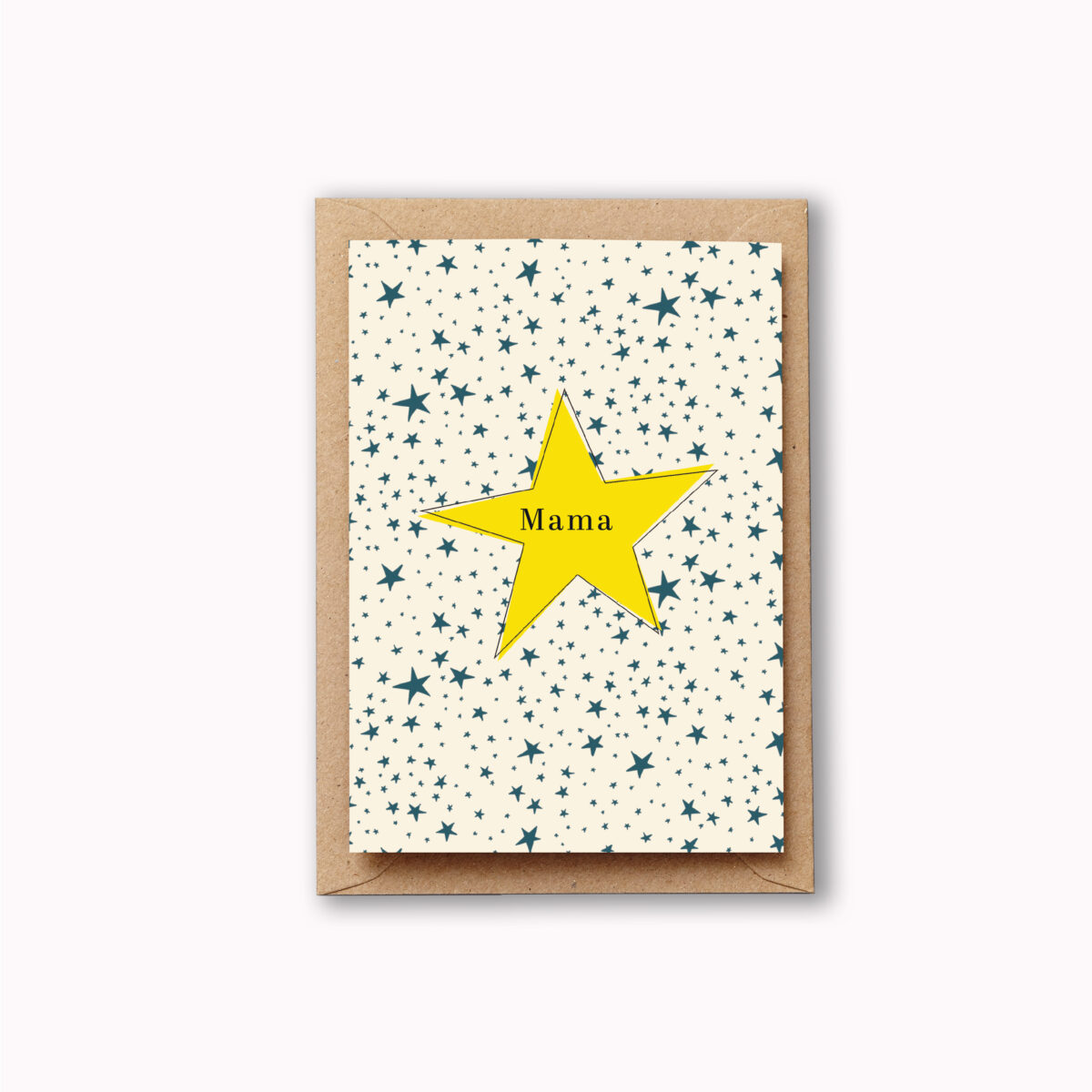 star mama mothers day card close up with brown kraft envelope