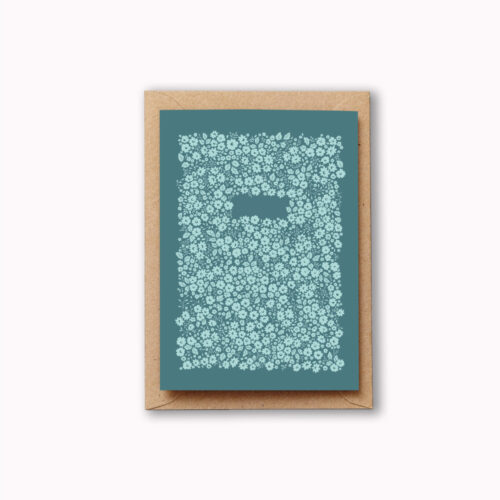 Hand-Illustrated Floral Blank Cards - Flourish in two Blues Card